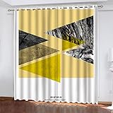 YANGLD Thermovorhang Hitzeschutz Und Verdunklung Mit Ösen 2Er Set Gelber Kreativdruck 264X214Cm Vorhang Blickdicht Verdunklungsvorhänge Kinderzimmer Wohnzimmer Schlafzimmer Gardinen Verdunklung
