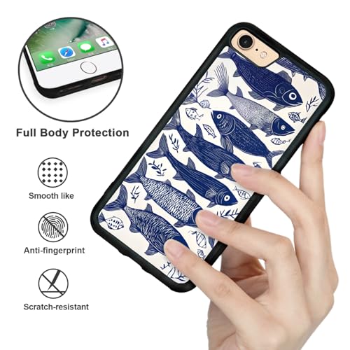 Coque iPhone 7/8/SE motif poisson d'été bleu étui esthétique aux finitions précises