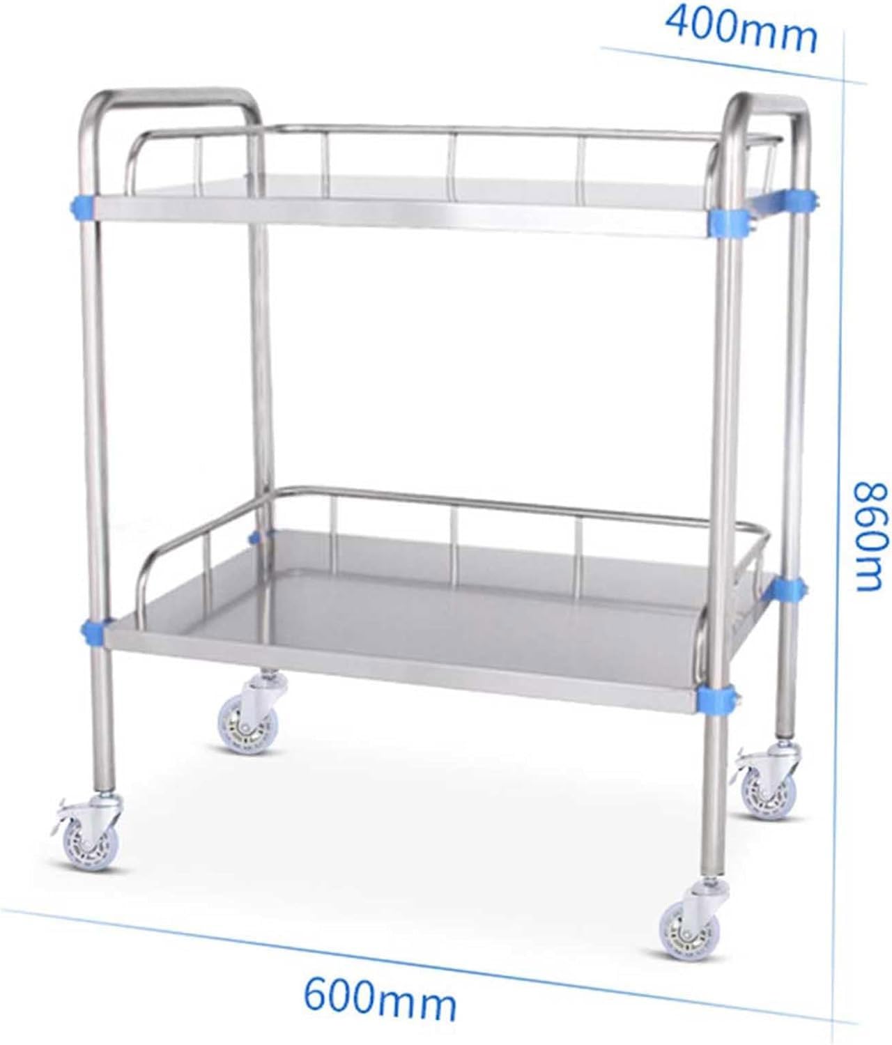 2/3-Schicht-Labor medizinische Cart Edelstahl vier Universal-Rollen Labor medizinische Ausrüstung Cart Trolley für Labor Krankenhaus Kliniken (Color : C)