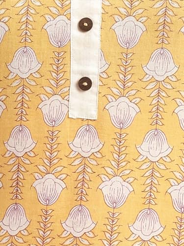 Image of rangita Yellow Cotton Knee Length Printed Straight Kurti for Women | Kurta for Women