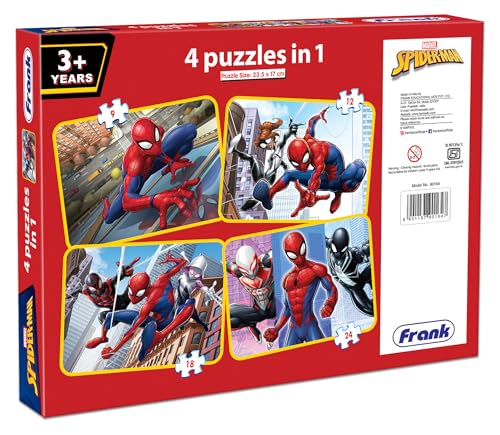 Image of Frank Spider-Man 4 Puzzles in 1 | Set of 4 Jigsaw Puzzles, 63 Pieces Each | Fun and Challenging Brain Booster Games for Kids Age 3, 4, 5 and Above | Puzzle for Focus, Memory, and Gifts for Kids