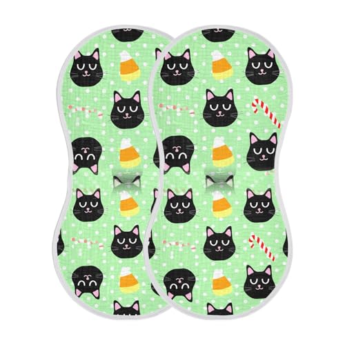 Muslin Burp Cloth for Baby 2PCS Cute Cats Super Absorbent Burping Cloths, Bibs for Newborn Boys Girls