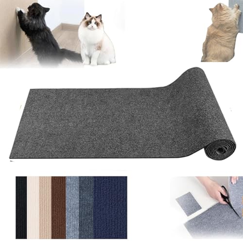 Pawmingle Cat Scratching Carpet, Cat Scratching Mat Self Adhesive, Wall Climbing Cat Scratcher Couch Corner Furniture Protectors