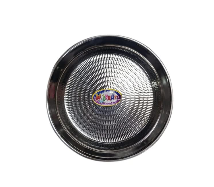 AMKO Stainless Steel Parat for Dough Flour Kneading Handmade Big Round Solid Plate with Chrome Finish Parat Multipurpose Aata Mixing/Storage Food Uses for Home and Kitchen Parat