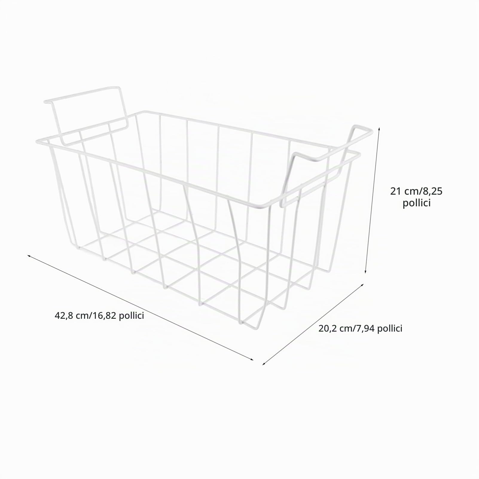 Cestello per Freezer in Acciaio Bianco, Organizer Frigorifero