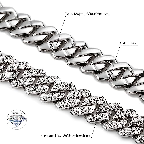 UILZ 2Pcs Cuban Link Bracelet Set for Men Iced Out Miami Cuban Necklace and Bracelet Hip Hop Full CZ Clasp Chain Gift for Him2