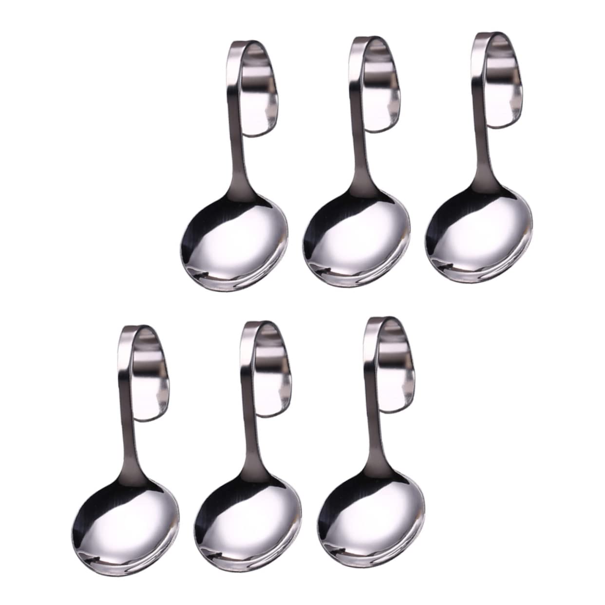 COLLBATH 6pcs Stainless Steel Curved Handle Spoon Decorative Spoon Spoons Spoons Restraunt Dinner Spoon Mini Canape Spoons Sauce Scooper Demitasse Spoons Cuisine Spoon Sauce Spoon