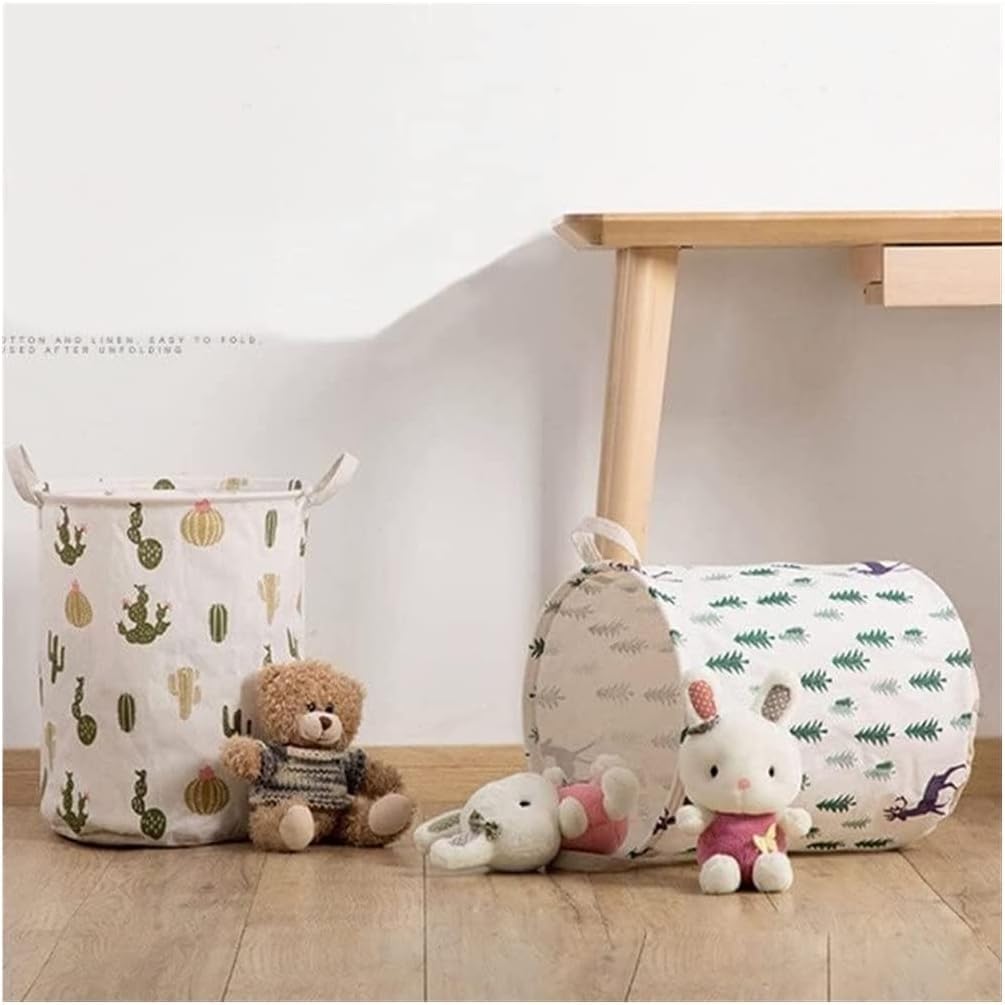 Wäschekorb – runder Aufbewahrungskorb aus Baumwolle für schmutzige Kleidung, faltbares Design für einfache Verwendung, ideal für die Organisation im Kleiderschrank, 33 cm x 42 cm