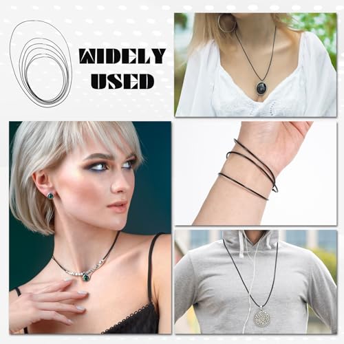 Giantree 6Pcs Leather Cord Necklace, Men Waterproof Braided Leather, Black Necklace Cord Braided Rope with Clasp Necklace, Rope Chain for Men Women3