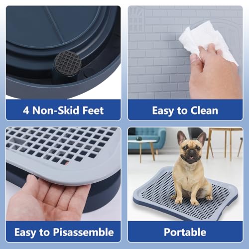 Pee Pad Holder, Indoor Potty Tray for Puppy and Small Size Dog with Pee Wall, Non-Skid Feet, 20 * 15.4 * 1.4 inch - Image 5