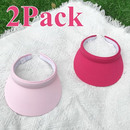 Image of 2 Pack Visor Women Men Sun Hat Clip On Visors Adjustable Sport Wide Brim Cap