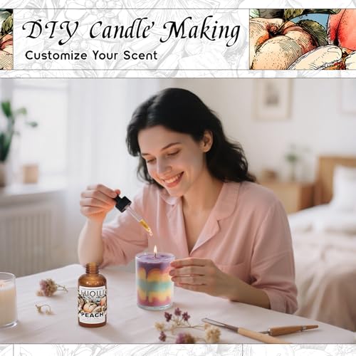 Image of HIQILI Peach Fragrance Oil for Home Diffuser, Body Spray - 1 Fl Oz | DIY Candle, Linen & Room Freshener Spray Making, Long-Lasting Scent Juicy Fruit Scent, Pet Safe, Graduated Dropper Included