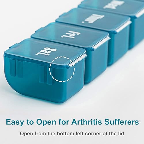 Miniatura 7 de Caja de farmacia de bolsillo, pastilleros 7 días 1 veces al día con 7 compartimentos (desmontablecombinado), organizador de pastilleros de viaje,