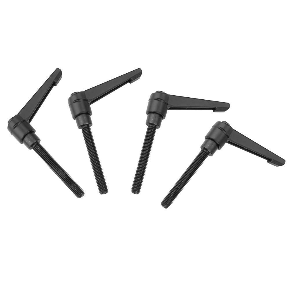 Hilitand 4Pcs Metal Machine Knobs Clamping Lever Handle M6 Male Thread Stainless Steel Adjustable Handle Machine Knobs Black (60MM)