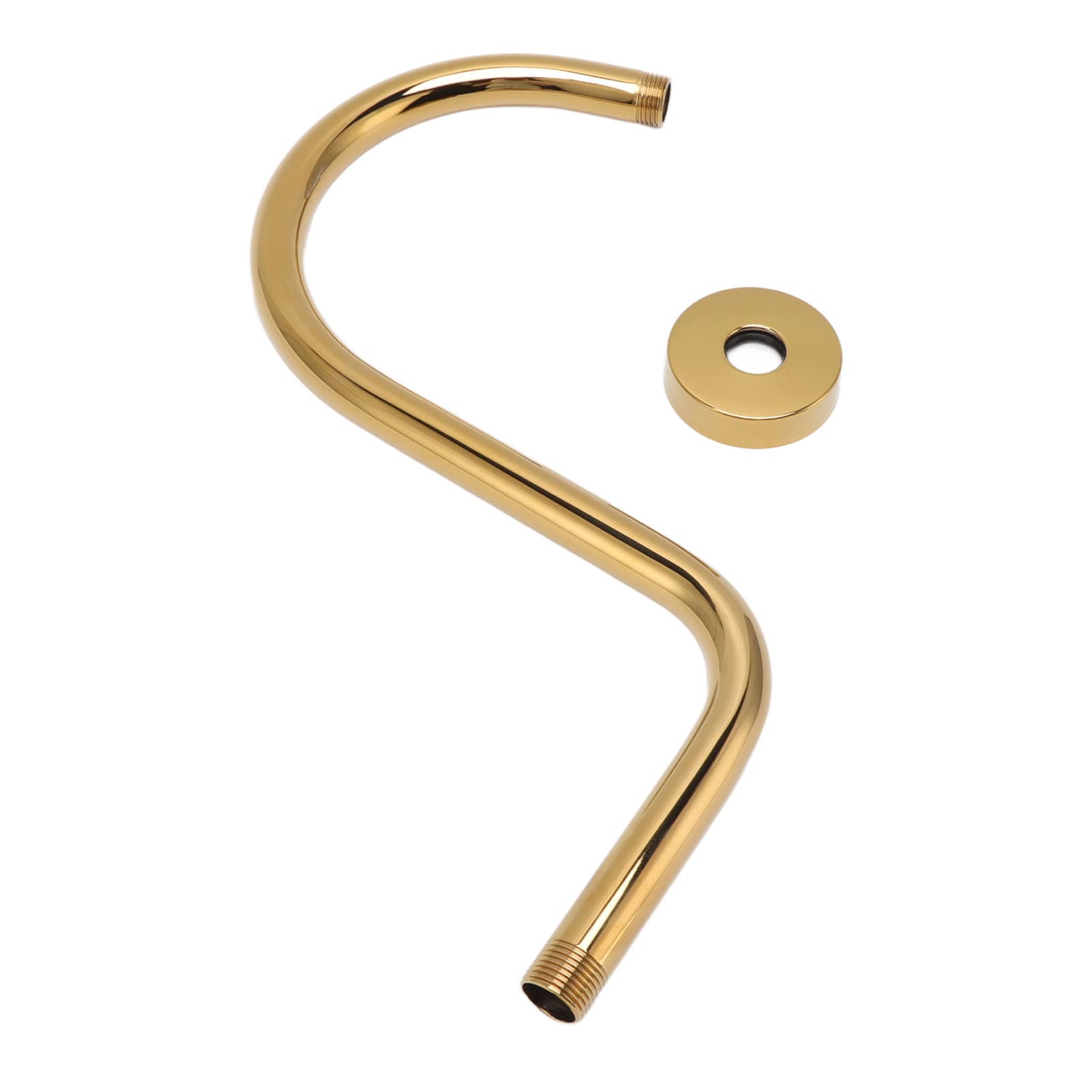 Acouto Braccio doccia rialzato a forma di S in acciaio inossidabile e flangia NPT braccio di estensione per doccia in oro spazzolato a forma di S vecchio braccio a forma di braccio in acciaio inox