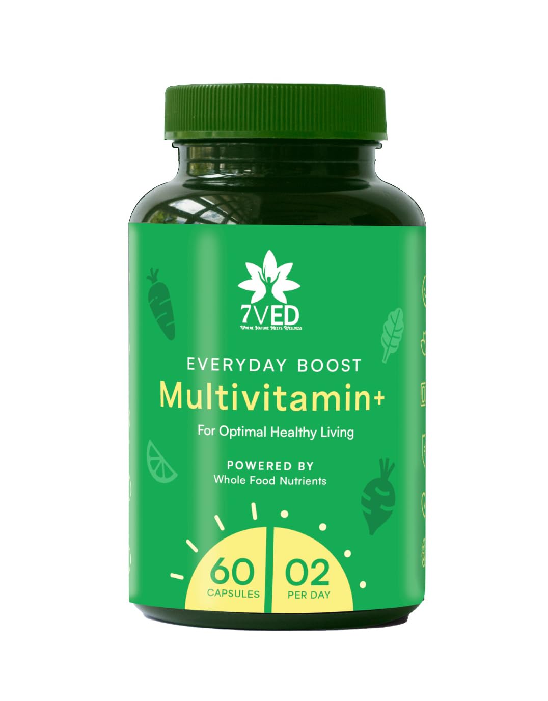 7VED Herbal Multivitamin for Immunity, Energy, Brain & Mood, With Iron, Vitamin D3, A, B9 and C. Plant-Based Ayurvedic All Round Nutrition for Men and Women - 60 Capsules (B0CZXVLXX7) Amazon Price History, Amazon Price Tracker