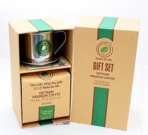 VietBeans Hello5 Giftset Organic - Premium Coffee Beans from The Highlands of Da LAT Vietnam – Coffee Gift – 250g Roasted Beans + Traditional Vietnamese Coffee Filter