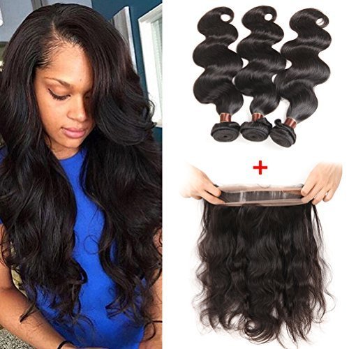 Brazilian Body Wave with 360 Frontal 8A Brazilian Virgin Hair 360 Lace Frontal with Bundles Body Wave Human Hair with Closure (16 18 20+14 360frontal)
