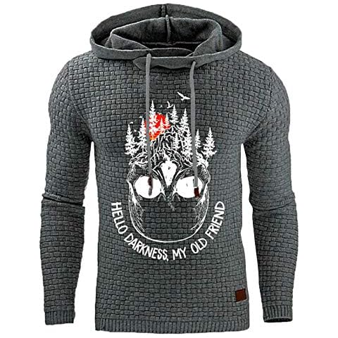 AWDX 2021 Cool Skeleton Printed Hoodie Men, 7 Colours, Hoodie with Pocket, Oversized, Sports, Long Sleeve Sweatshirt, Vintage BFF Pullover with Hood, Sweater Hoodies for Boys and Men, 04-dark grey, XL Cover