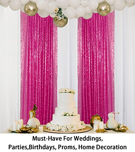 Sequin Curtains 2 Panels 2Ftx8Ft Hot Pink Glitter Backdrop Fuchsia Sequin Photo Backdrop Wedding Pics Backdrop Y1121 #TOP4