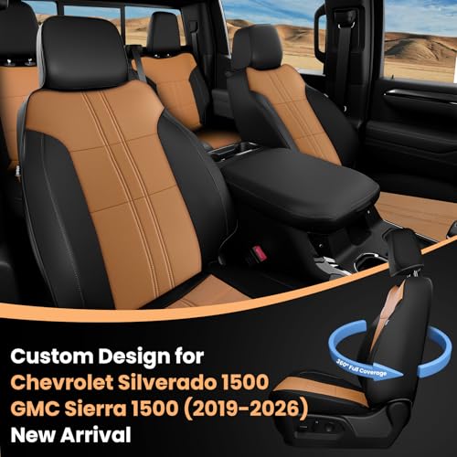 Image of 2019-2026 Chevy Silverado /GMC Sierra Seat Covers, Amber & Black