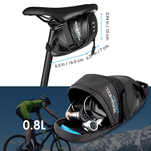 Image of WOTOW Bike Saddle Bag, Under Seat Bike Bag Pouch Pack, Water Proof Mudproof Strap-on Cycling Wedge Bag Quick Release Storage Pannier Mountain bike saddle bag for Outdoor MTB Road Bike (0.6L)