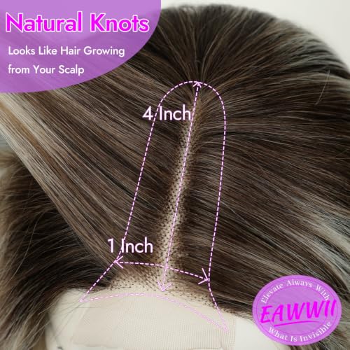 Image of Eawwii Wigs for Women Ash Blonde Balayage,Short Wavy Synthetic Lace Wig