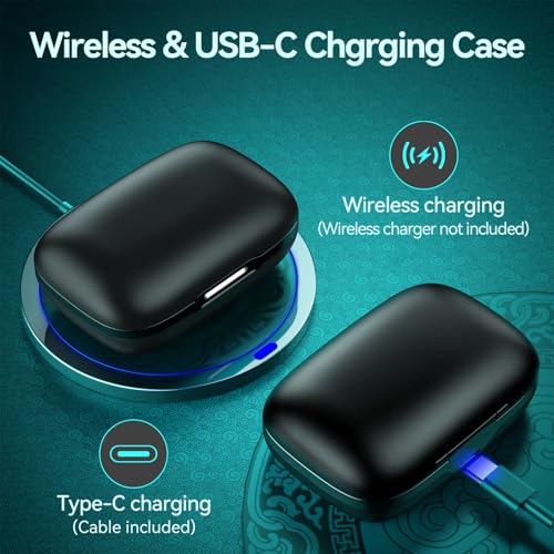 Image of Active Noise Cancelling Ear Buds Wireless Earbuds 80H Playtime Bluetooth Headphones Over Ear Hooks Earphones with Power Display Case Hi-Res Stereo & Clear Calls for Sports Running Gym Workout Black