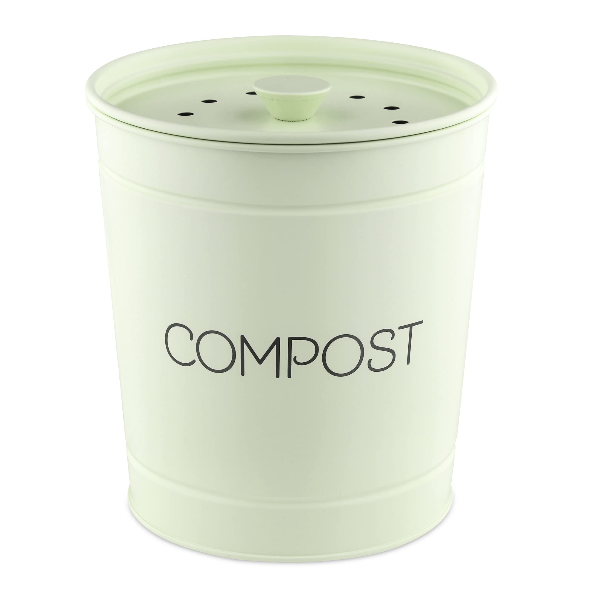 Navaris Compostiera Riciclaggio Rifiuti Organici 3L - Secchio Contenitore Umido e Scarti Alimentari - Coperchio Manico 3X Filtri Carbone Blocca-Odori