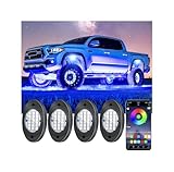 4 Pods RGB LED Rock Lights, Underglow Multicolor Neon Light Kit, Wheel Well Light with APP Control & Music Mode, Under Glow Lights for Trucks,Jeep,SUV,Golf Cart,ATV,Pickup Off Road,12V