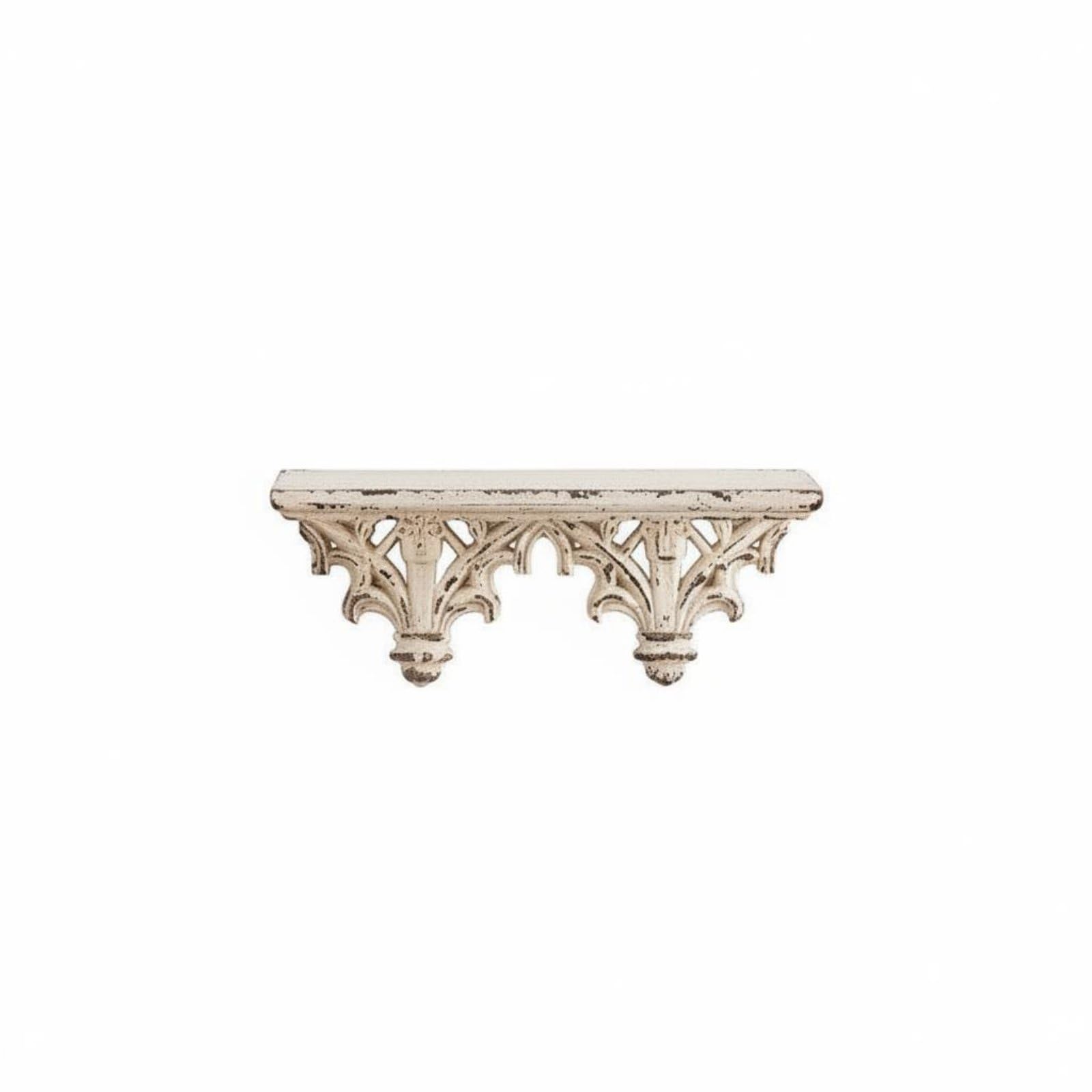 Mensola Stile Francese Mensola da Parete Scaffale Ripiano Console Ornamentale con Silhouette Intagliata E Finitura Decapata Struttura in Magnesite E, Piccolo
