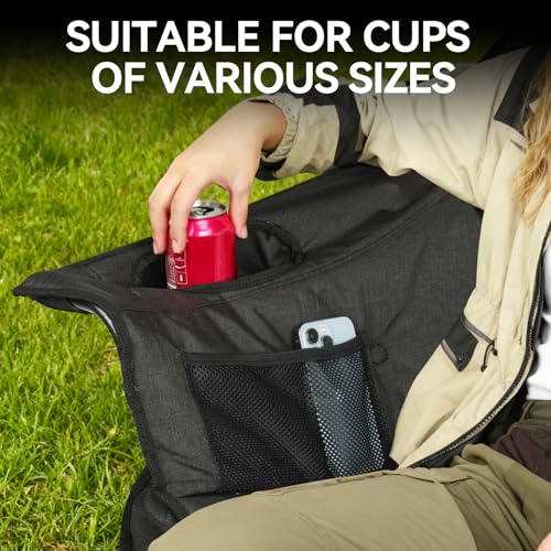 Double Camping Chair Padded Camping Chairs Heavy Duty 2 Person Camping Chair Oversized Loveseat Camping Chair with Cup Holders Camping Couch Support 800LBS,Black - Image 6