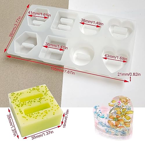 Image of FirstTry Resin Mold I Love Heart Round Hexagonal Square Shape 3D Silicone Ring Holder Tray I Crystal Casting Mould for Handmade Ring Display Storage Rack Art Crafts Home Party Decorations - 8 Cavity