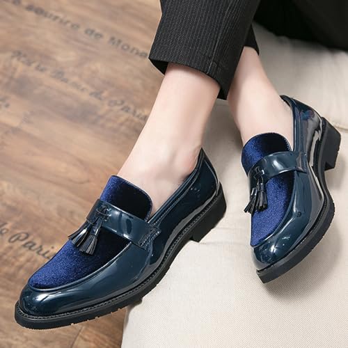 Men's Suede Chunky Heel Penny Loafers Classic Tassel Non-Slip Slip-On Business Wedding Formal Shoes Work Party Luxury Shoes 6