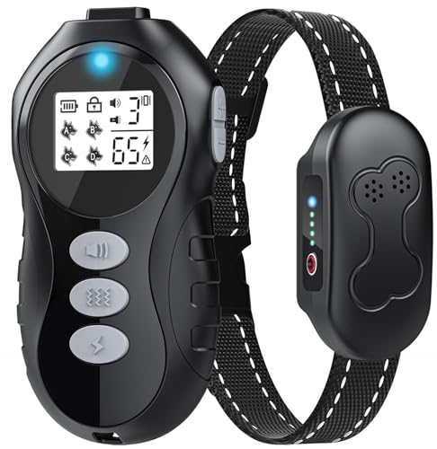 Dog Training Collar 10–120lbs, IPX7 Waterproof Remote Control Collar with Security Lock, 4 Gentle...