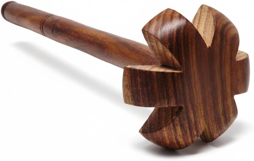 TABAKH 13" Wooden Whisks Beater I Wooden Mathani I Ravai Ravi I Dal Ghotni I Butter Milk Churner Mixer