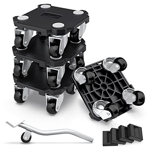 SPACEKEEPER Furniture Mover Dolly, Furniture Lifter Set with 360°Wheels, 680 Lbs Capacity Heavy Duty Furniture Dollies Tools for Moving Heavy Furniture Refrigerator Sofa Cabinet, Black