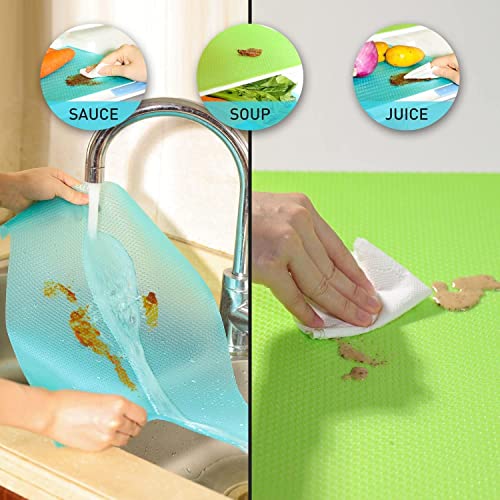 Aiosscd 7 PCS Shelf Mats Refrigerator Liners Washable Refrigerator Pads Fridge Mats Drawer Placemats Home Kitchen Gadgets Accessories Organization for Top Freezer(2green+2pink+3blue) - Image 6