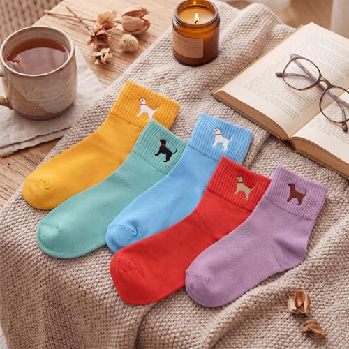 Image of Eurzom 10 Pairs Socks Womens Crew Elastic Ankle Length Cotton Socks Aesthetic Cute Lightweight Low Cut Gifts for Women