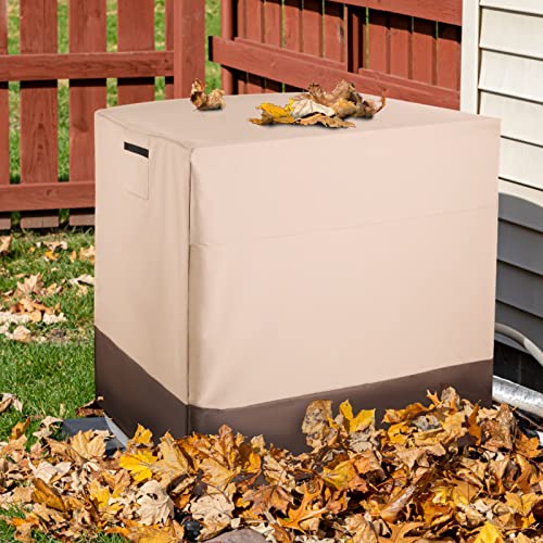 Ailelan Air Conditioner Cover for Outside Unit, 36 Inch, Windproof and Waterproof, 600D Universal AC Cover Fits Up to 36 x 36 x 39 Inches, Beige, Square