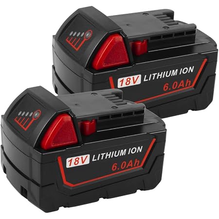 [2Pack] High Output 6.0Ah 18V M18 Lithium Ion Battery for Milwaukee M18B XC 48-11-1850 48-11-1815 48-11-1820 48-11-1852 48-11-1828 48-11-1822 48-11-18
