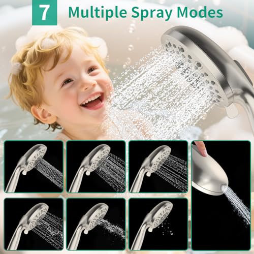 Image of 10 inch Filtered Rain Shower Head with Handheld Spray Combo, High Pressure Shower Head and Handle Set with Filter, Dual Shower Head with Extra Long Hose and Adjustable Arm (Brushed Nickel)