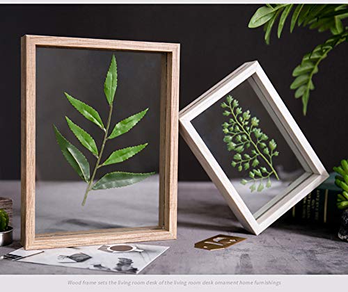 Image of Desi Rang Wooden Rectangular Frame For Wall Decor Table Top Hanging Any Green Or Dry Plant Leaf Picture Photo DIY Gift Home Decoration (Wood,Rec,8X12Inch,With Dry Leaf)