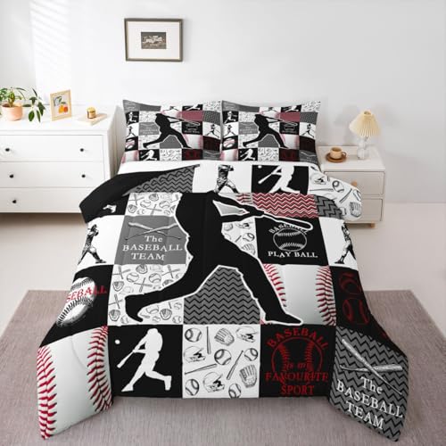 Image of Feelyou Baseball Comforter Set Twin Size 2 Pcs Kids Boys Girls