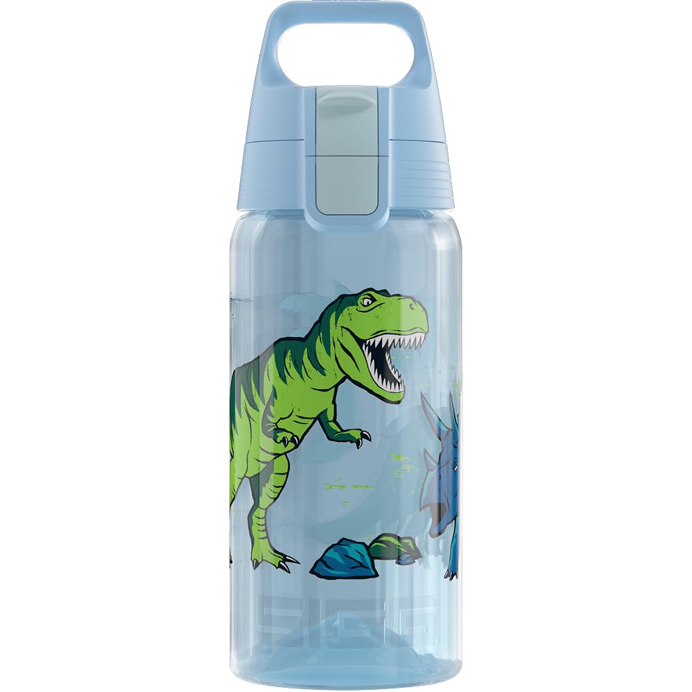 Sigg - Sports Water Bottle For Kids - Viva One Dinosaurs - Suitable For Carbonated Drinks - Leakproof - Dishwasher Safe - BPA Free - School & Bike - Transparent - 0.5L — image 1