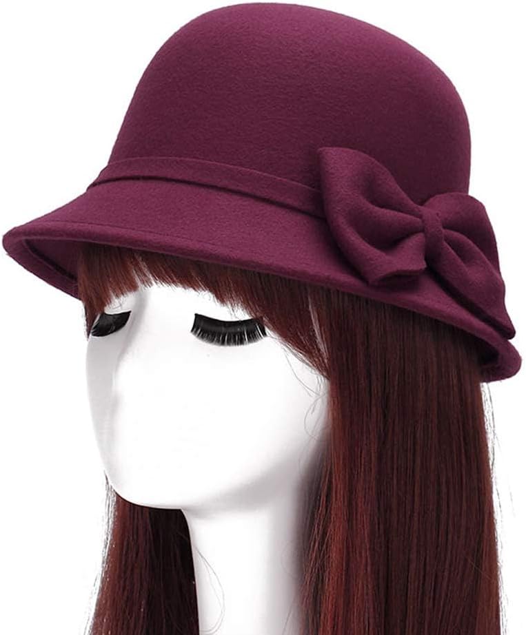 CynKenWomen Polyester Church Cloche Flapper Hat Lady Bucket Winter Flower Cap