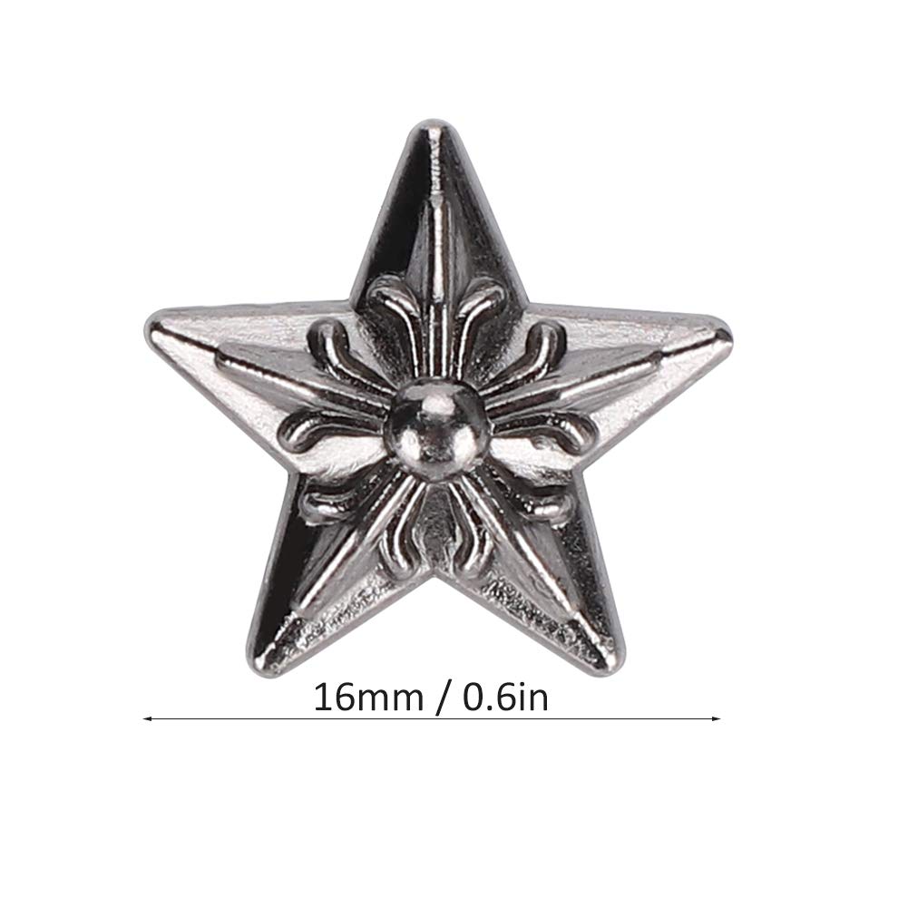 200PCS Rivetti a stella, borchie a stella Rivetti ad artiglio Punte a pressione manuale per fai da te, lavorazione della pelle, vestiti, giacche - 10MM(argento nero