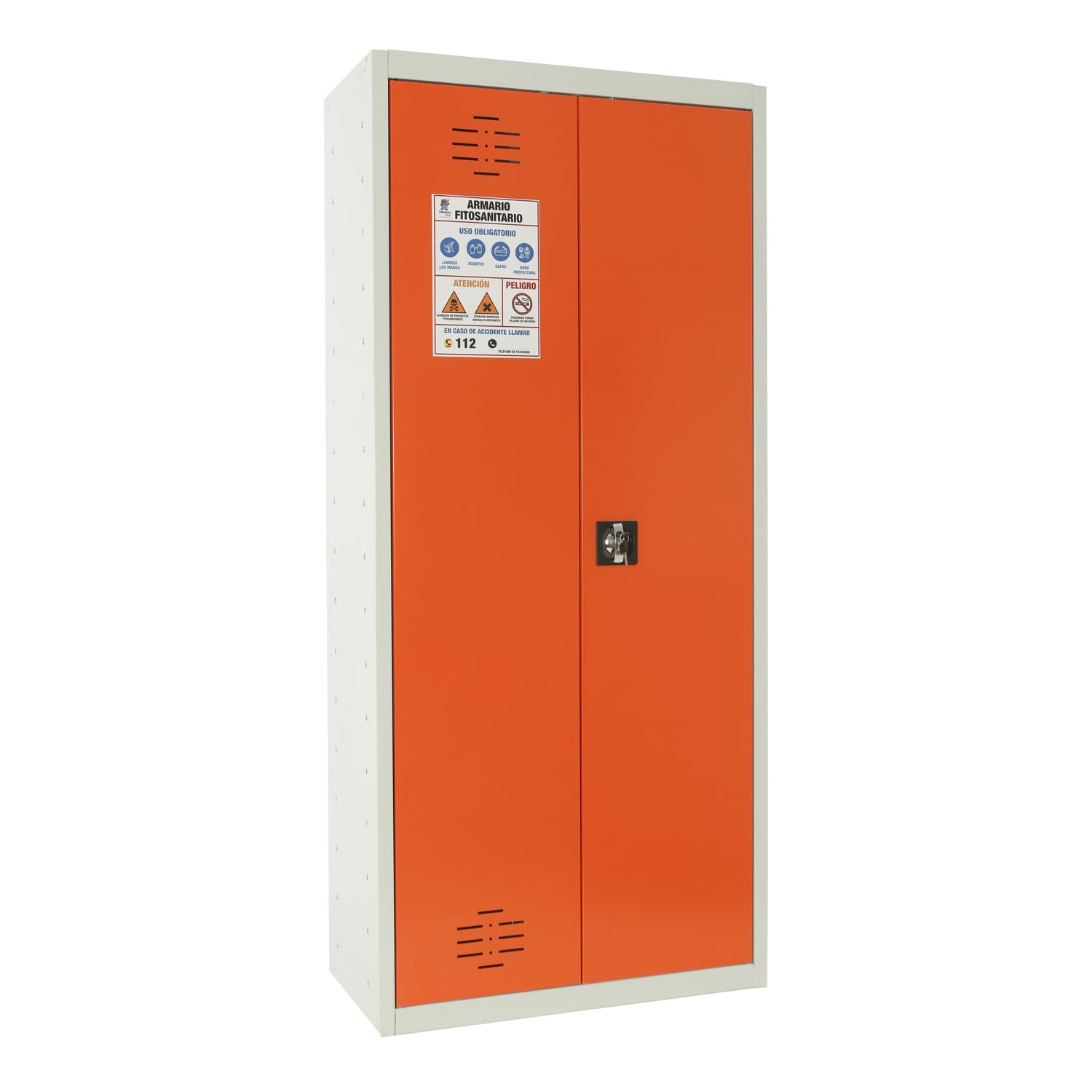 Simon Rack Amario Fitosanitario Homologado - Simonlocker | Armario Pesticidas Químicos, 1800x800x400 mm, 1800x800x400 mm, Gris/Naranja, Pintura anticorrosión