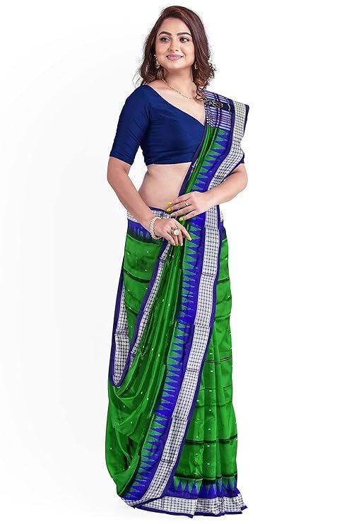 Image of Handmade Pure Bomkai Silk Saree Khandua Natural Silk Ikkat Saree For Women /Ethnic Wear /Traditonal Saree /Handloom Saree With Regular Fit Blouse Piece