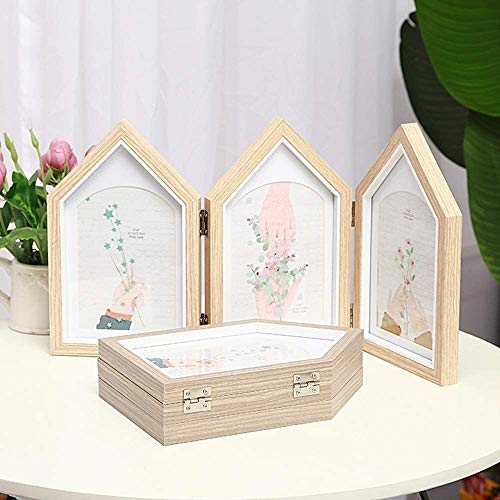 Photo Frame 3 Faltbildrahmen, 4x6 klappbare faltete dreifache Fotorahmen mit Glasabdeckung, Steht vertikal auf dem… – Bild 4